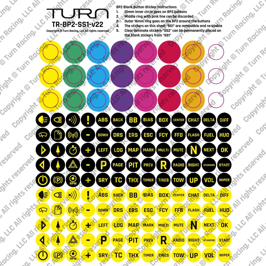 Turn Racing BUTTON STICKER SHEET - Simsbyracers